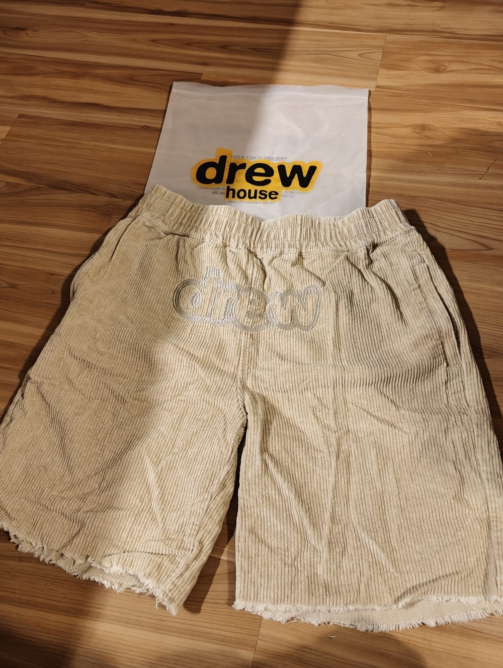 Drew house Corduroy Khaki Shorts with Embroidered Logo
